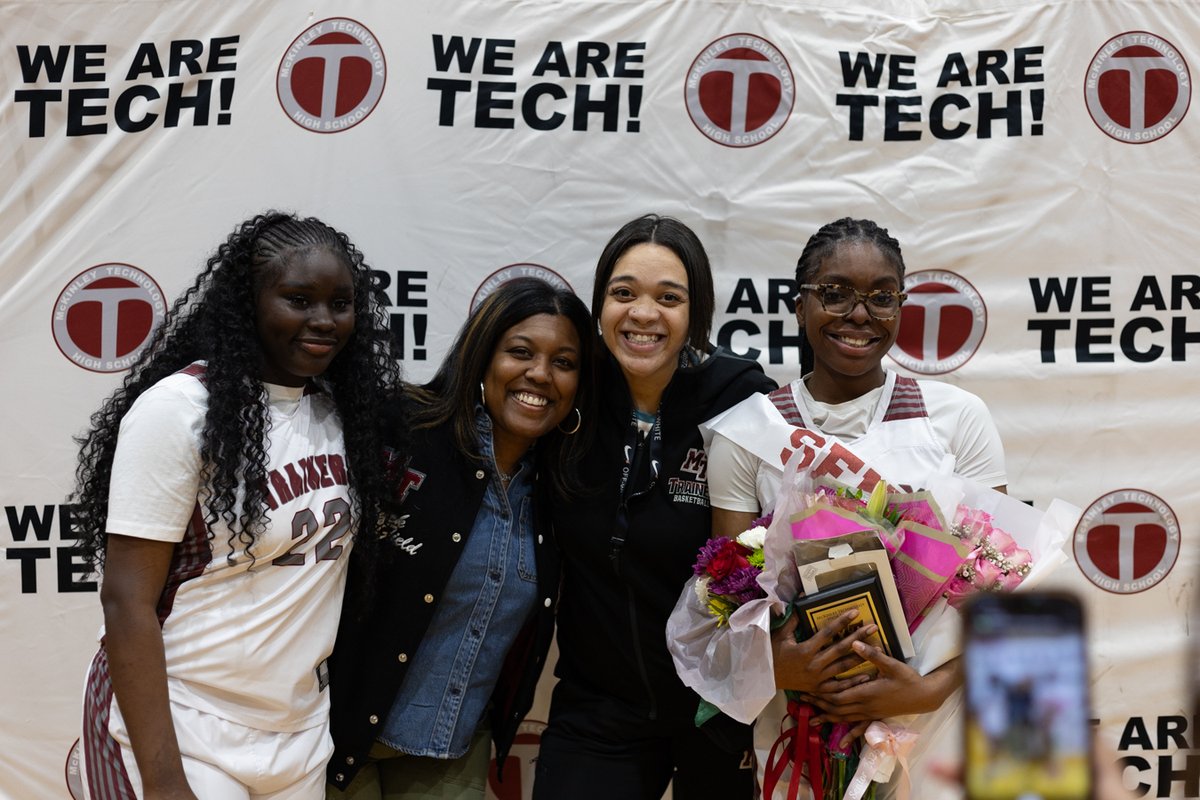 Students posing at a "We Are Tech" pep rally